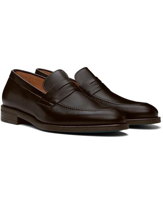 PS by Paul Smith Black Brown Leather Remi Loafers for men