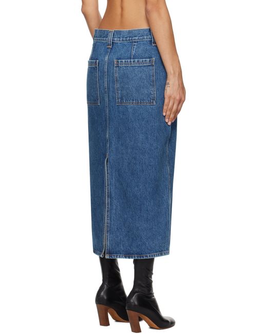 Khaite Blue Genevieve Denim Midi Skirt