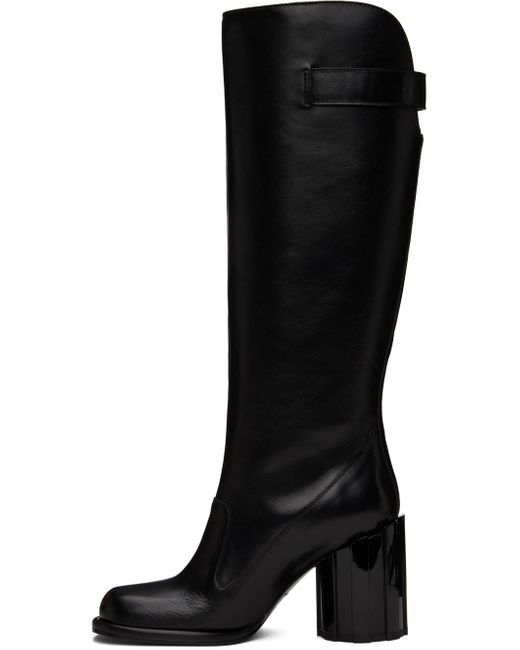 AMI Black Anatomical Toe Buckled Boots