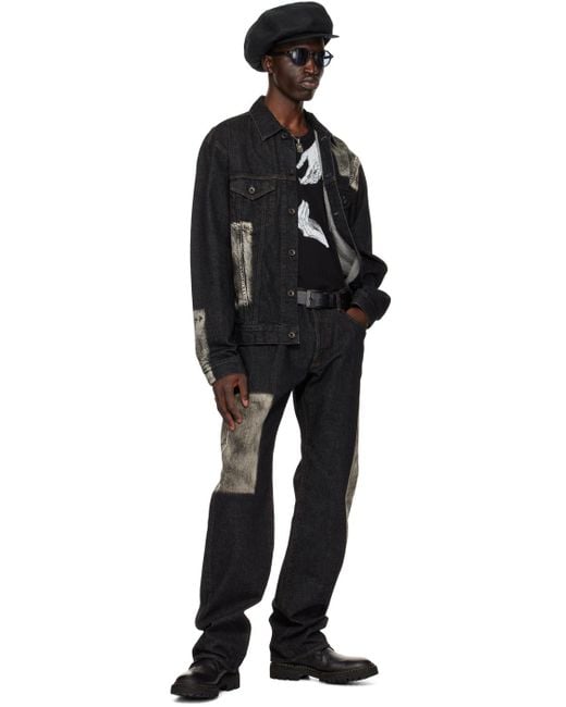 Yohji Yamamoto Black Faded Denim Jacket for men