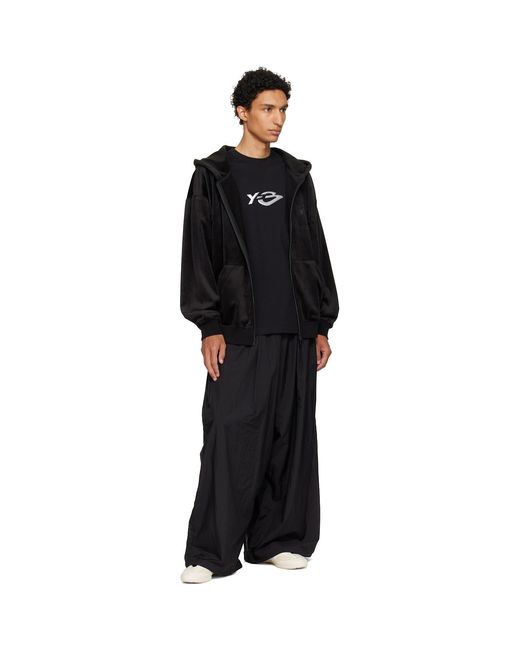 Y-3 Black Gradient 3-Stripes Nylon Wide Trousers for men