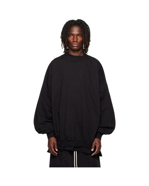 Rick Owens Black Tower Hun Crewneck Sweatshirt for men