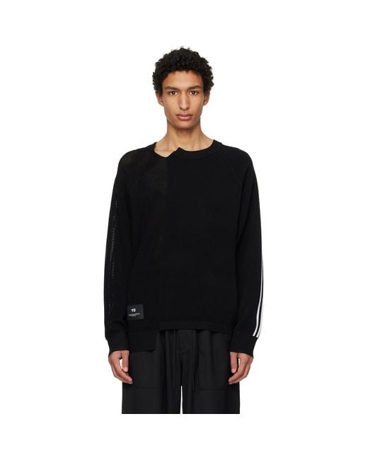 Y-3 Black Logo Knit Sweater for men