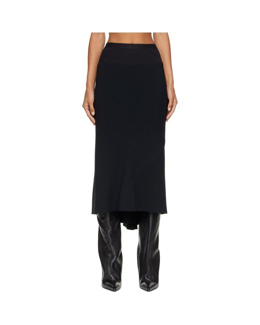 Rick Owens Black Tower A Line Bias Midi Skirt
