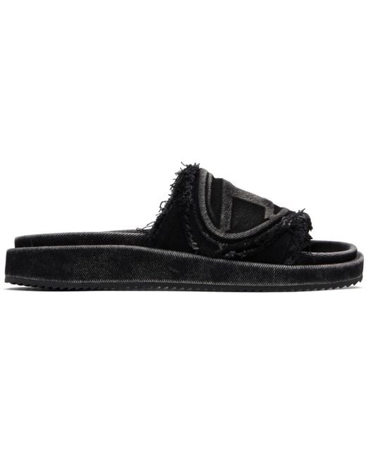 DIESEL Black Sa-Slide D Oval Sandals for men