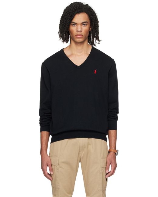 Polo Ralph Lauren Black V-neck Sweater for men