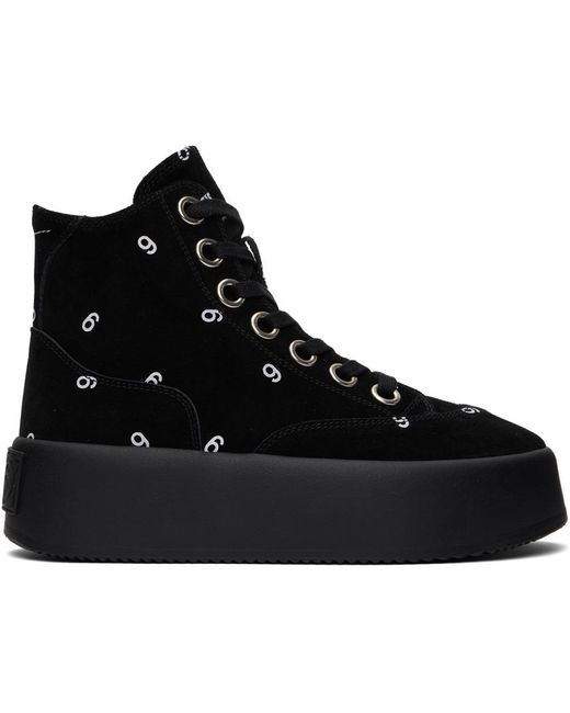 MM6 by Maison Martin Margiela Suede 6 Platform High Sneakers in Black ...