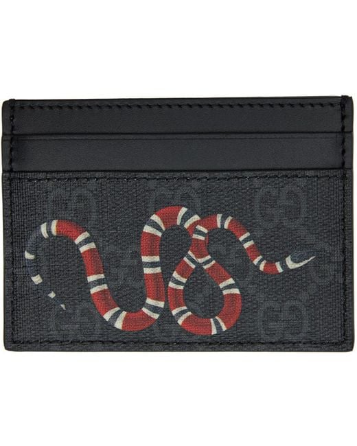 Gucci Black Grey gg Supreme Kingsnake Card Holder for men