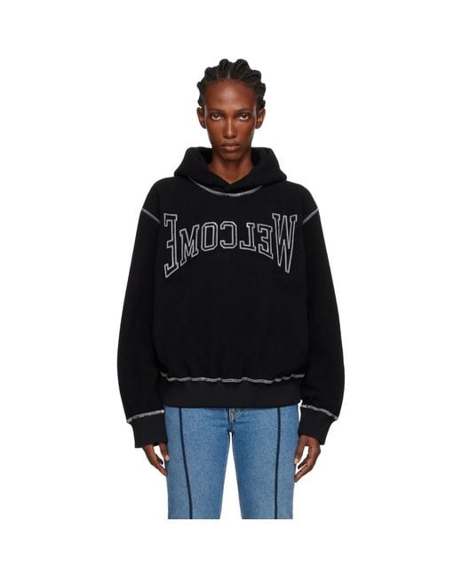 MM6 by Maison Margiela Black 'Welcome' Hoodie