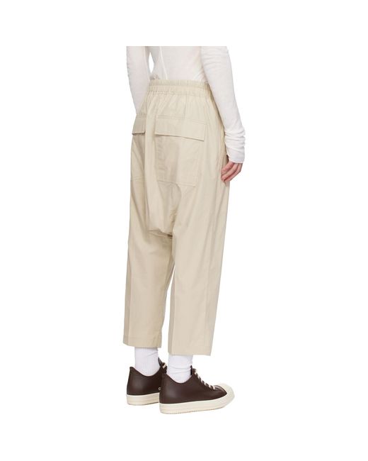 Rick Owens Natural Temple Drawstring Cropped Trousers for men