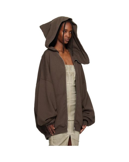 Rick Owens Brown Temple Mountain Hun Hoodie