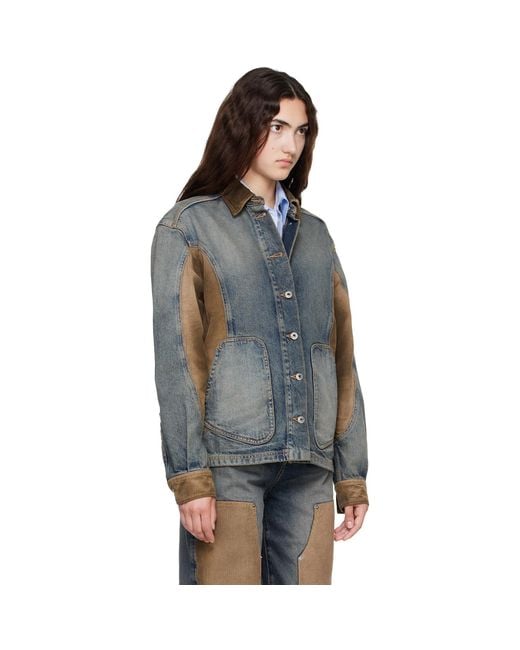 Off-White c/o Virgil Abloh Blue Corduroy Patch Denim Jacket