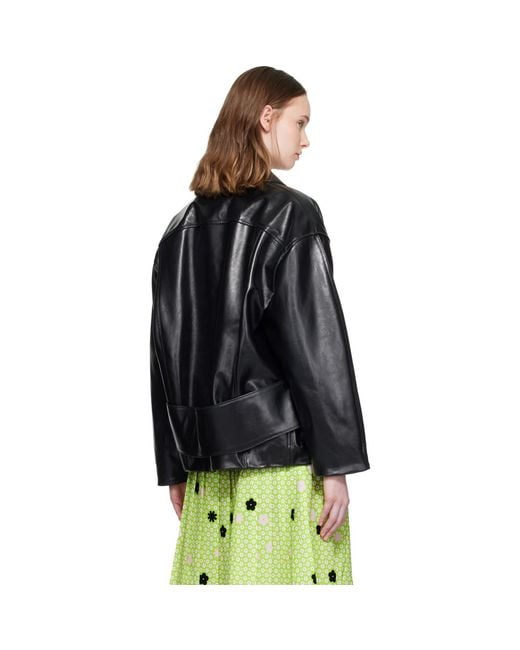 Marni Black Pointed Collar Leather Jacket