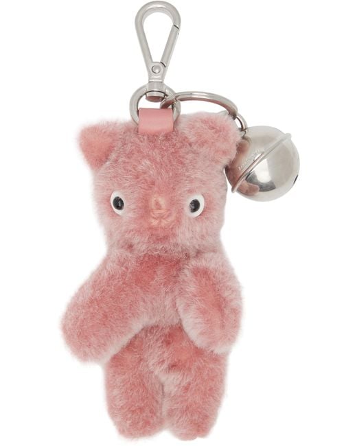 Acne Pink Teddy Bear Keychain for men