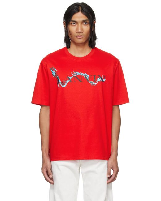 T-shirt rouge à image à logo imprimée Lanvin pour homme en coloris Red