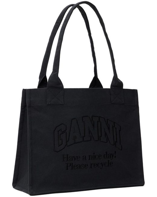 Ganni Black Large Easy Shopper Tote