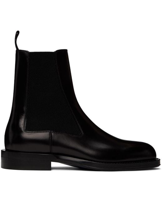 Burberry Black Leather Tux High Chelsea Boots for men