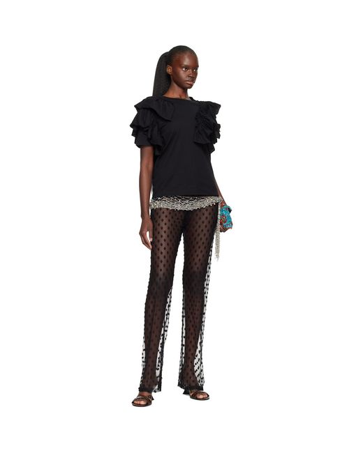 Dries Van Noten Black Ruffled T-Shirt