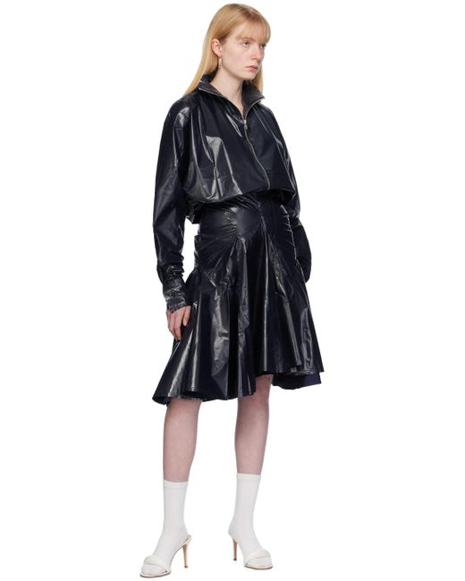 TALIA BYRE Black Shiny Midi Skirt