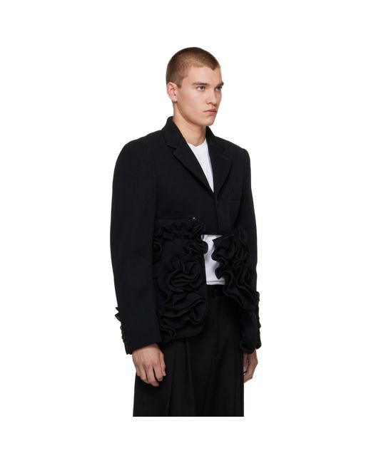 Comme des Garçons Black Polyester Double Raschel Blazer for men
