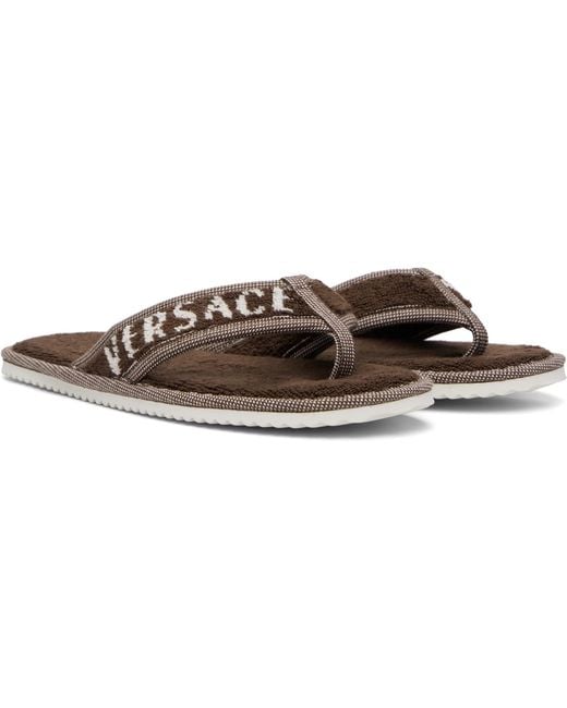 Versace Brown Cotton-Terry Flip-Flops