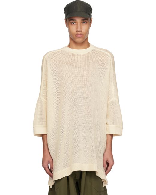 メンズ Jan Jan Van Essche オフホワイト O-Project Boubou メッシュ ジャージ Tシャツ Natural