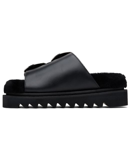 Toga Black Teddy Double Strap Buckled Sandals