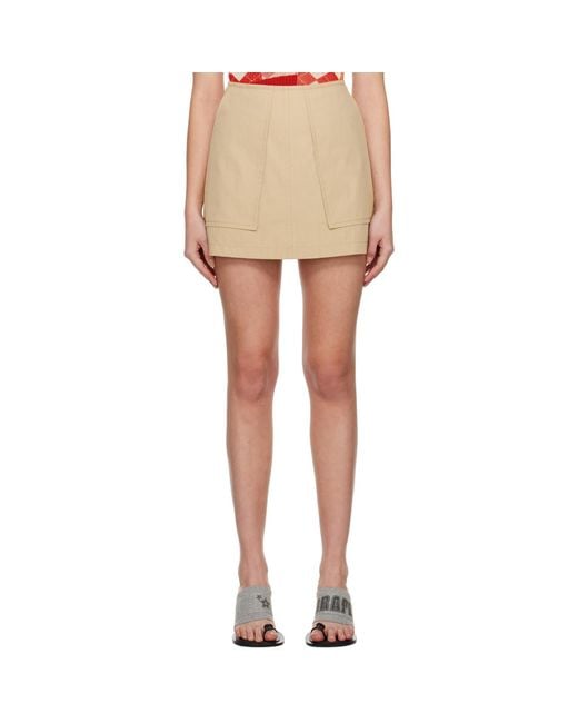 Pushbutton Natural A-Line Miniskirt