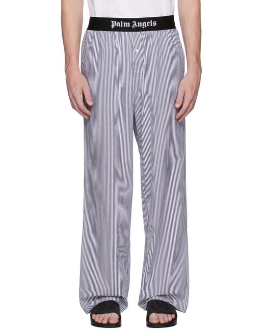 Palm Angels White Blue Classic Pyjama Pants for men
