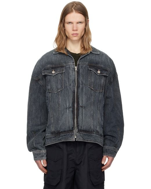 Juun.J Black Zipper Trucker Denim Jacket for men