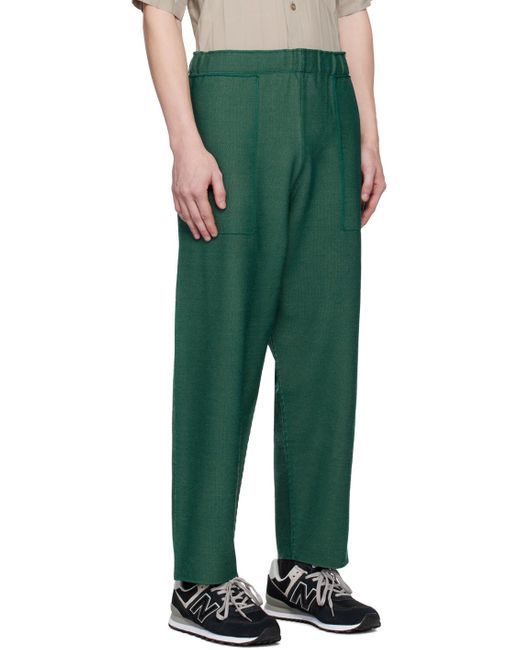 Homme Plissé Issey Miyake Homme Plissé Issey Miyake Green Inlaid Trousers for men