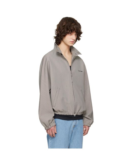 Courreges Gray Houndstooth Zipped Bomber Jacket for men