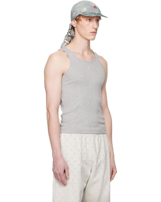 MARINE SERRE Black Organic Cotton Rib Tank Top for men