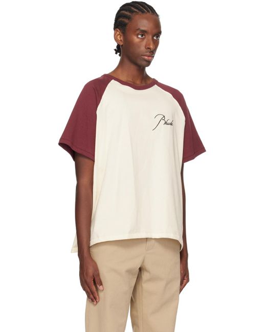 Rhude Multicolor Burgundy & Off-white Raglan T-shirt for men