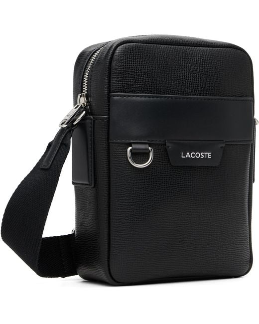 Lacoste Black Ossian Leather Satchel Bag for men