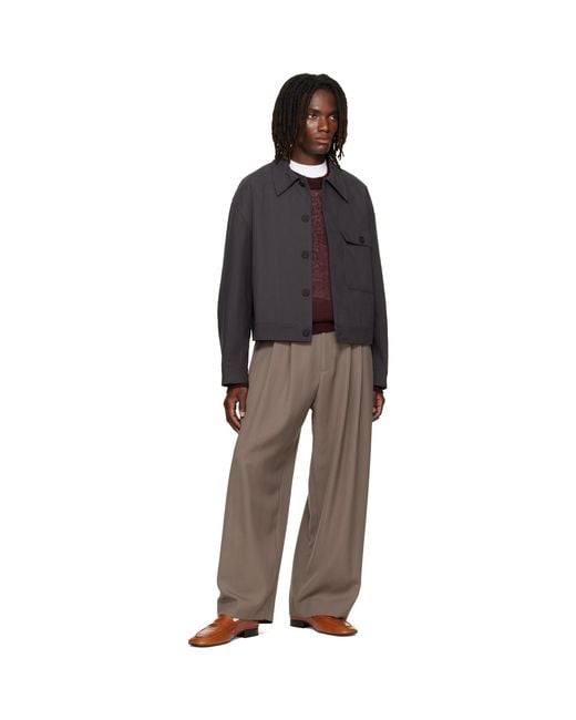 Studio Nicholson Brown Taupe Line Tailored Trousers for men