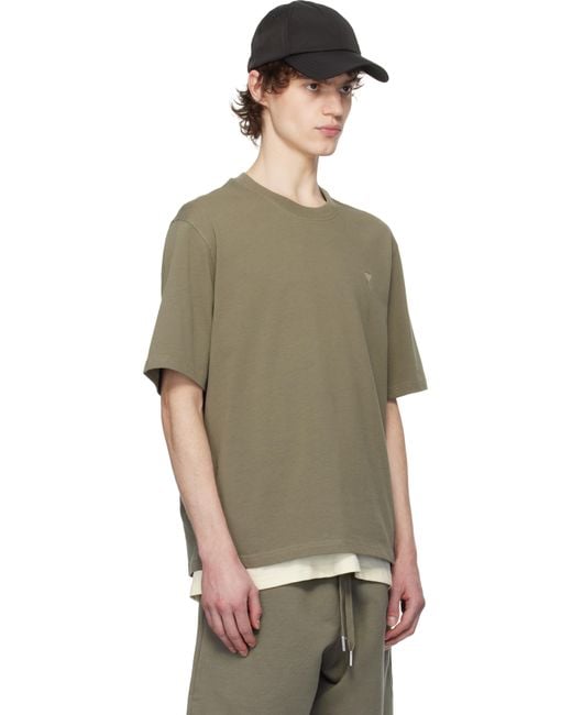 AMI Multicolor Taupe Cotton Tonal Ami De Coeur T-Shirt for men
