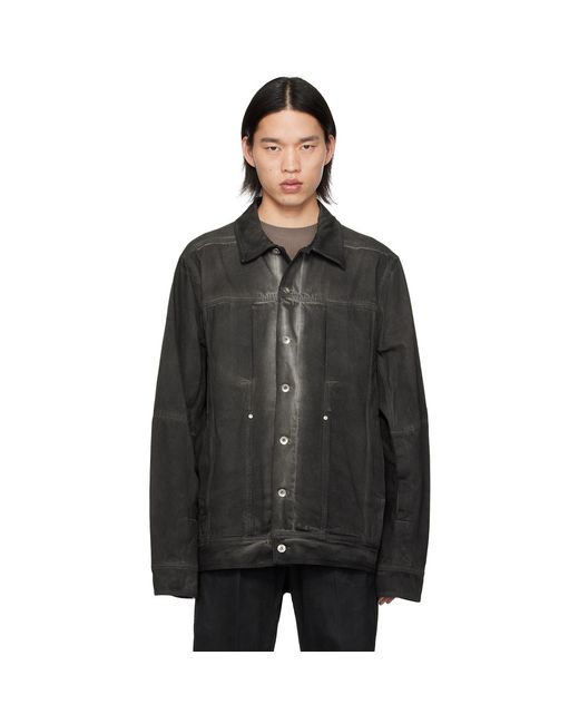 Rick Owens Black Lido Worker Denim Jacket for men