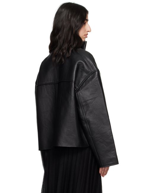 REMAIN Birger Christensen ブラック ボンデッドレザー ジャケット Black