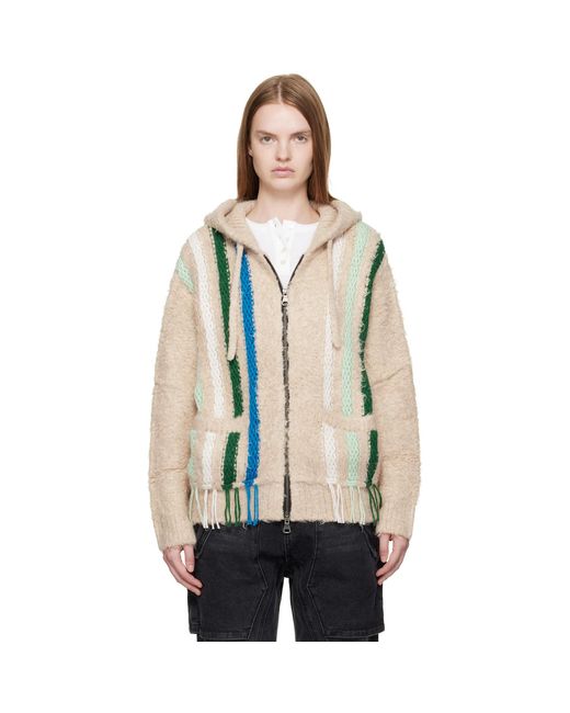 ANDERSSON BELL Black Off- Reverse Stripe Knit Hoodie