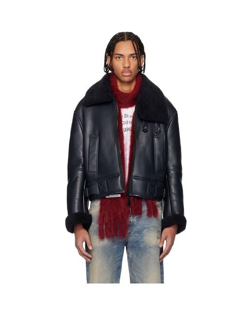 Acne Black Lambskin Shearling Jacket for men
