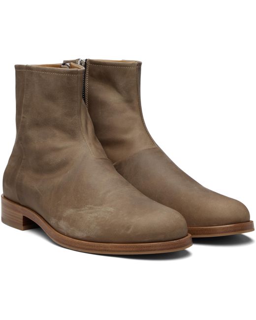 Bottes Taupe En Cuir Ciré À Glissière Common Projects pour homme en coloris Brown