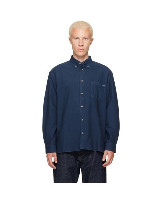A.P.C. Blue Mateo Logo Shirt for men