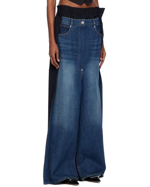 Pushbutton Blue Side Folded Jeans