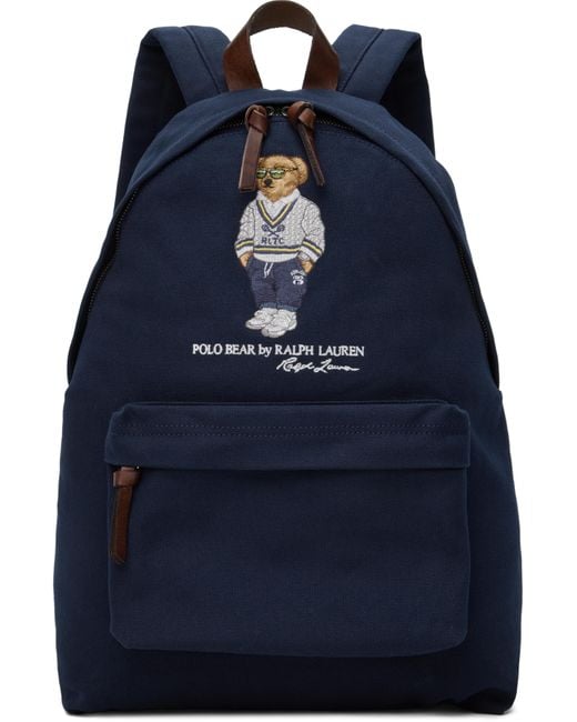 Polo Ralph Lauren Blue Polo Bear Canvas Backpack for men