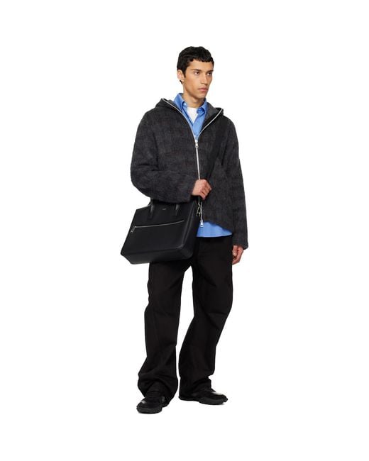 Boss Black Logo Leather Document Briefcase for men
