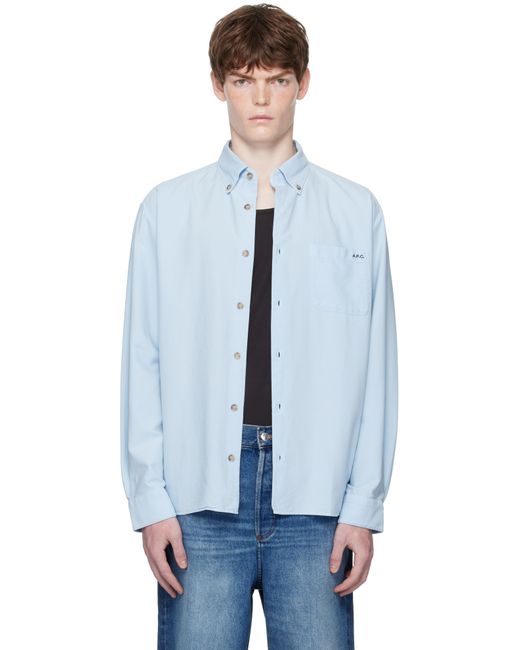 メンズ A.P.C. ブルー Mateo ロゴ シャツ Blue