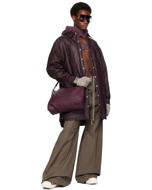 Rick Owens Purple Jumbo Fogpocket Leather Jacket for men