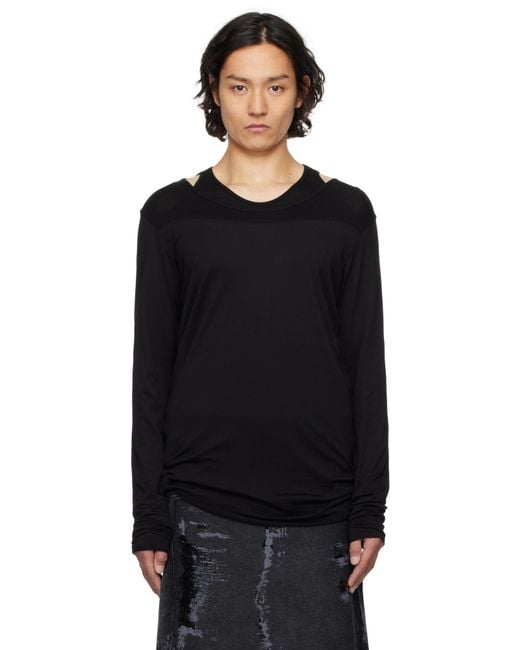 【関税込み】JULIUS ブラック Layered LS Tシャツ Black Layered LS T-shirt by Julius on Sale