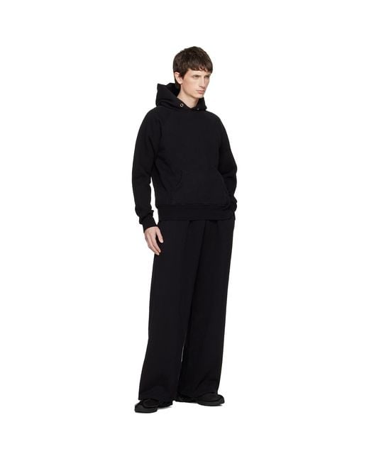 Les Tien Black Heavyweight Classic Raglan Hoodie for men